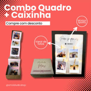 Combo Quadro Varal de Luz + Caixinha de fotos cascata